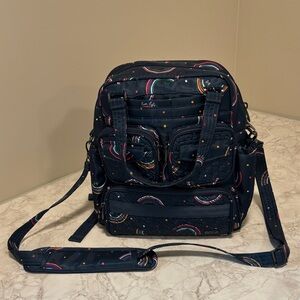 🌈 Lug Mini Puddle Jumper Rainbow Navy Convertible Backpack Tote EUC